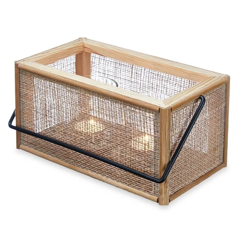 Candle Tray Brown Metal MDF Wood 25 x 23 x 14...