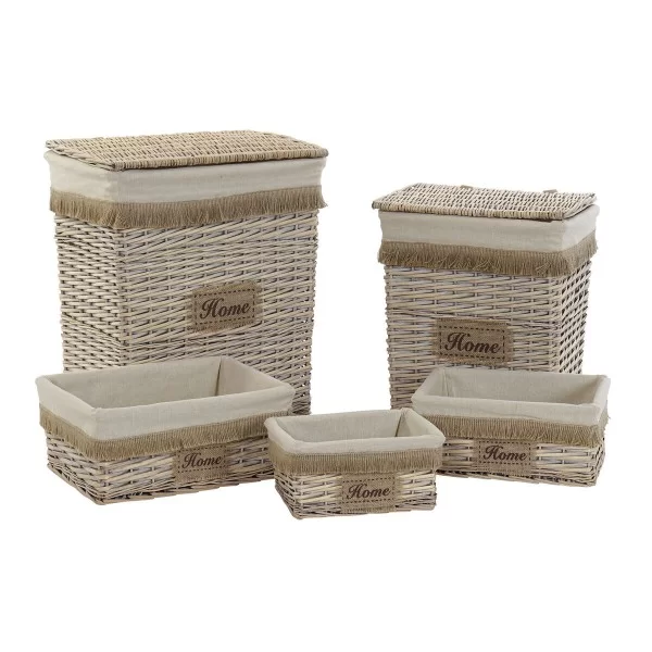 Basket set Home ESPRIT Brown Natural 47 x 35 x 56 cm (5 Pieces)