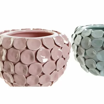 Vase DKD Home Decor 24,5 x 24,5 x 17 cm Pink Turquoise... 2