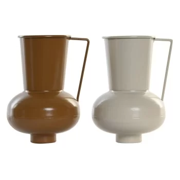 Vase DKD Home Decor 13 x 12.5 x 17 cm Beige Metal Orange...