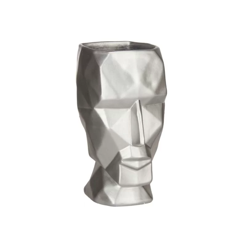 Vase 3D Face Silver Polyresin 12 x 24,5 x 16 cm...