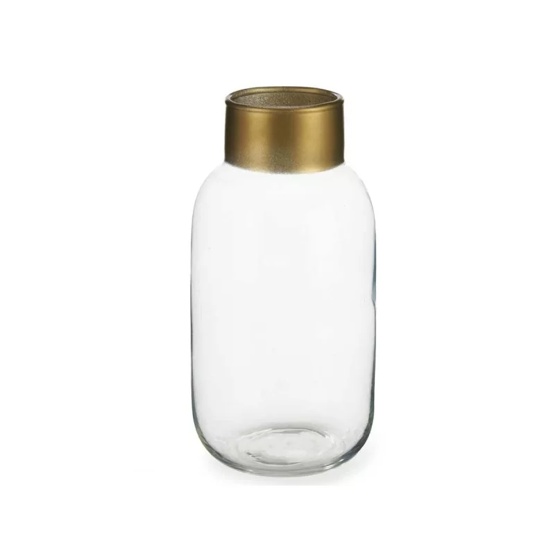 Vase Transparent Golden Glass 11,5 x 24 x 11,5...