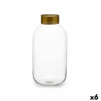 Vase Transparent Golden Glass 14,5 x 29,5 x 14,5 cm (6...