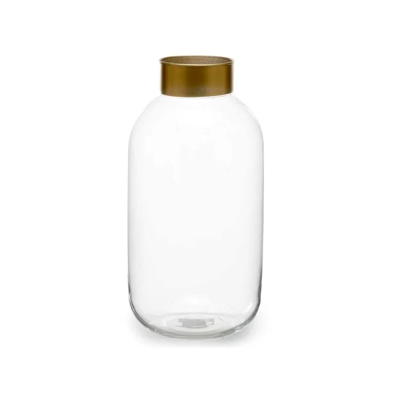 Vase Transparent Golden Glass 14,5 x 29,5 x...