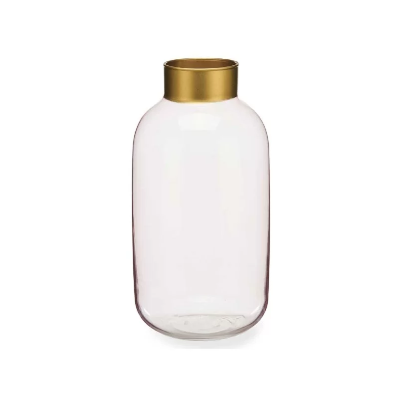 Vase Pink Golden Glass 14,5 x 29,5 x 14,5 cm (6...