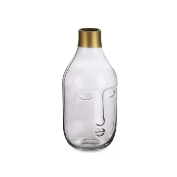Vase Face Grey Glass 11 x 24,5 x 12 cm (6 Units) 2