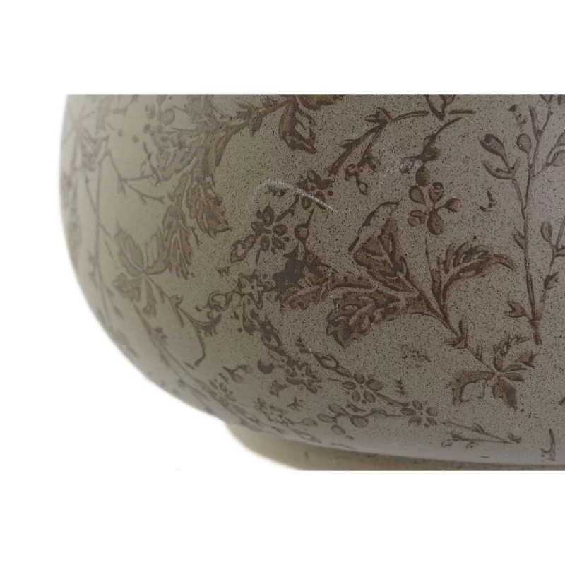 Vase Home ESPRIT Brown Green Stoneware Leaf of...