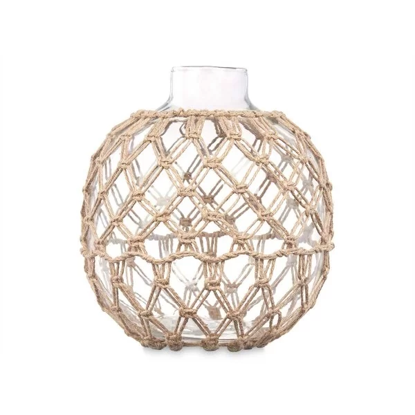 Decorative bauble Transparent Natural Glass Rope 21 x 23 cm (4 Units)