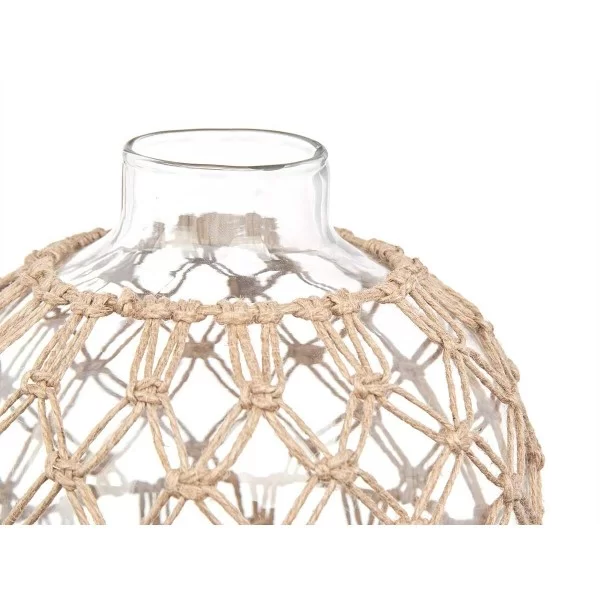 Decorative bauble Transparent Natural Glass Rope 21 x 23 cm (4 Units)