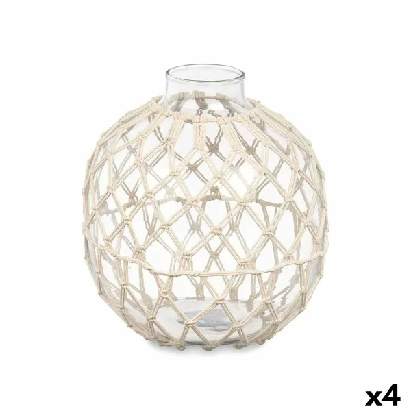 Decorative bauble White Transparent Glass Rope 21 x 23 cm (4 Units)