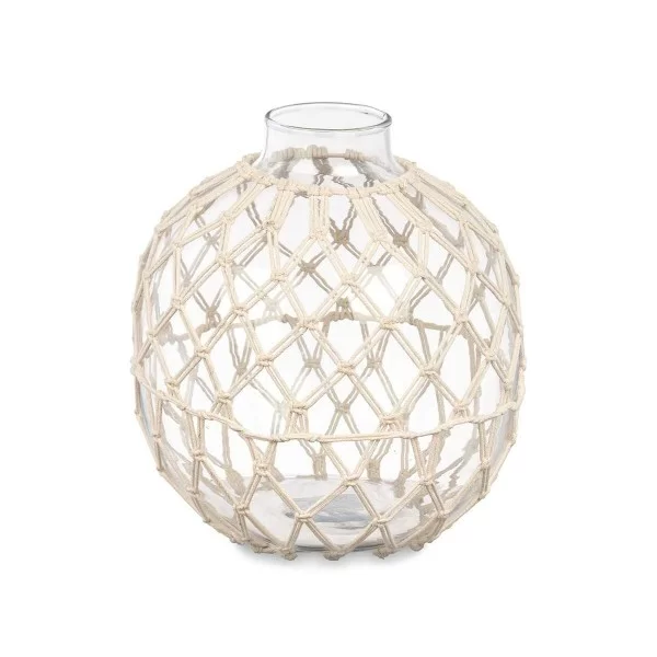 Decorative bauble White Transparent Glass Rope 21 x 23 cm (4 Units)