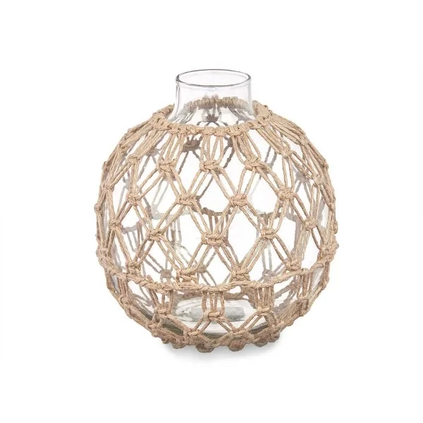 Decorative bauble Transparent Natural Glass Rope 18 x 20 cm (6 Units)