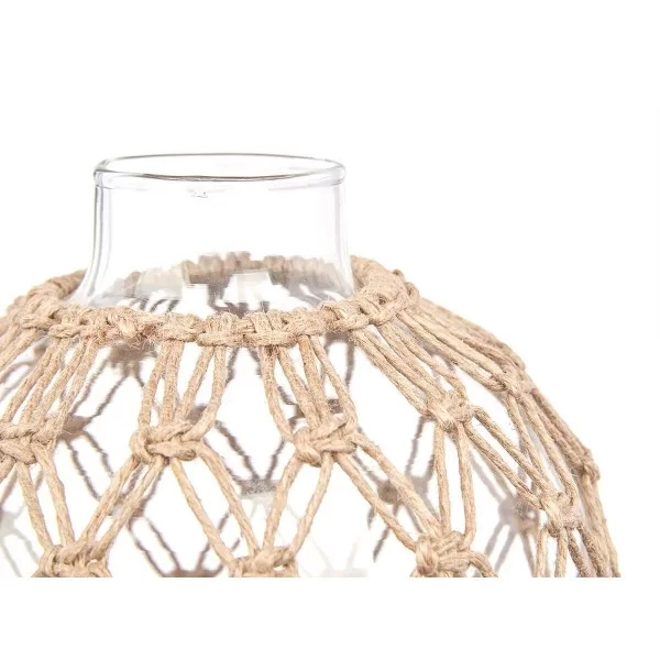 Decorative bauble Transparent Natural Glass Rope 18 x 20 cm (6 Units)