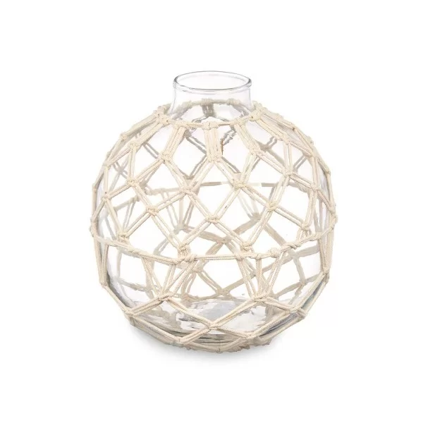 Decorative bauble White Transparent Glass Rope 18 x 20 cm (6 Units)