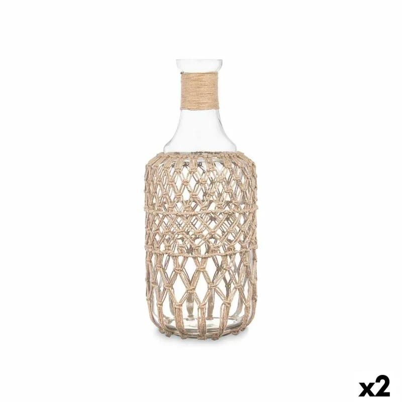 Bottle Decorative Transparent Natural Glass Rope 19 x 48 cm (2 Units)