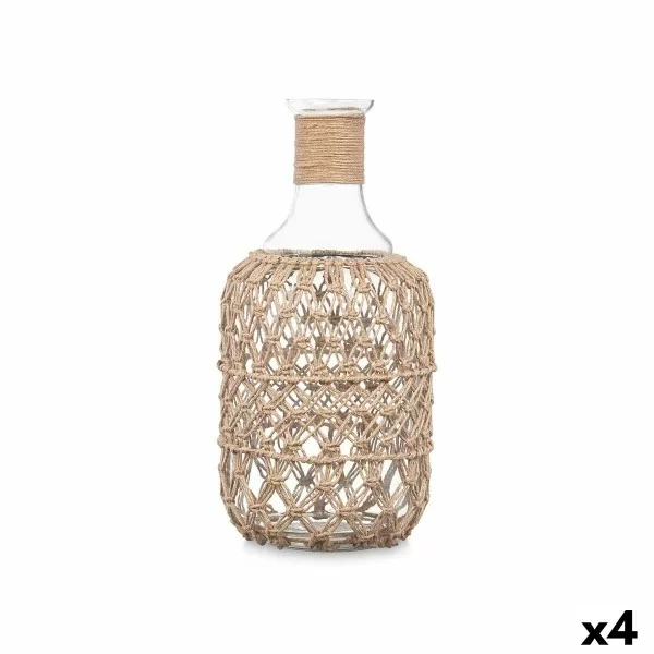Bottle Decorative Transparent Natural Glass Rope 18 x 38 cm (4 Units)