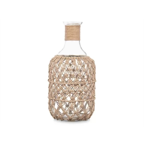 Bottle Decorative Transparent Natural Glass Rope 18 x 38 cm (4 Units)