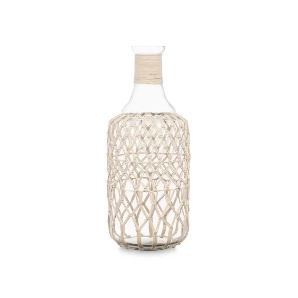 Bottle Decorative White Transparent Glass Rope 19 x 48 cm (2 Units)