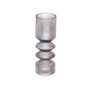 Vase Stripes Grey Crystal 8 x 23 x 8 cm (8 Units) 2