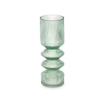 Vase Stripes Green Crystal 8 x 23 x 8 cm (8 Units) 2