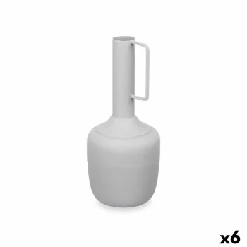 Vase With handle Grey Steel 12 x 30 x 12 cm (6 Units)