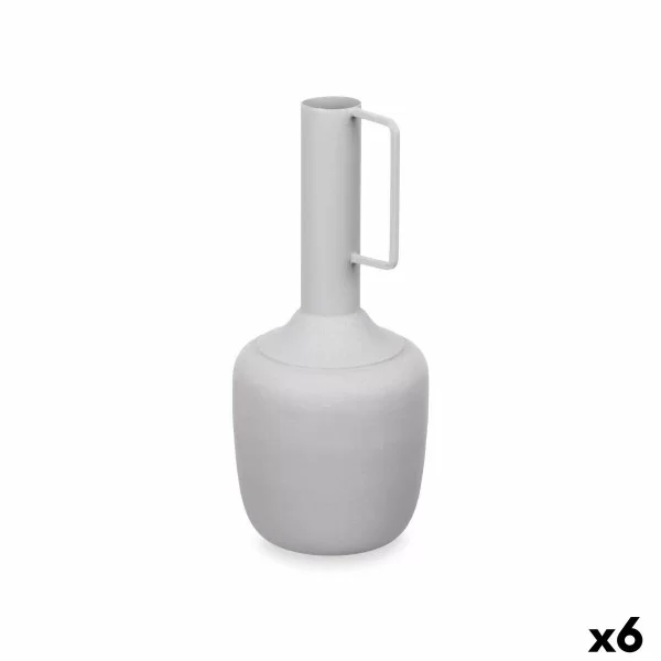 Vase With handle Grey Steel 12 x 30 x 12 cm (6 Units)