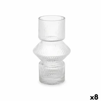 Vase Stripes Transparent Crystal 9,5 x 16,5 x 9,5 cm (8...