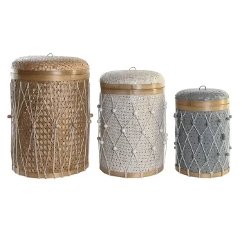 Basket set DKD Home Decor Multicolour Bamboo Boho 46 x 46...