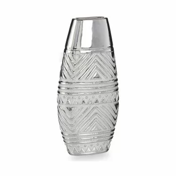 Vase Width Silver Ceramic 7 x 29,5 x 14 cm (6 Units) 2