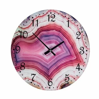 Wall Clock Marble Pink Crystal 30 x 4 x 30 cm (4 Units) 2