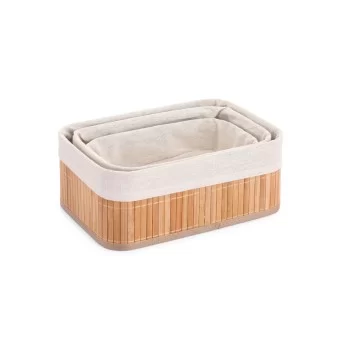 Set of Baskets Confortime Natural Bamboo 3 Pieces (6 Units) 2