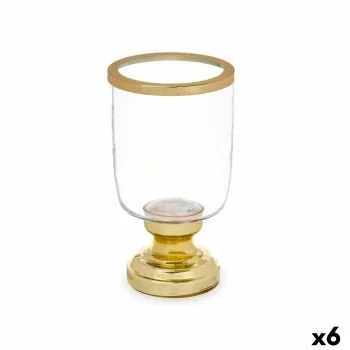 Candleholder Wineglass Golden Steel 12 x 24,5 x 12 cm (6...