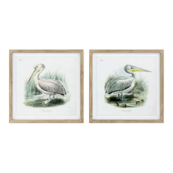 Painting DKD Home Decor Pelican Bird 60 x 2 x 60 cm (2 Units)