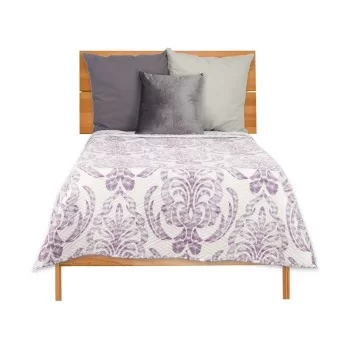 Reversible Bedspread White Purple Multicolour...