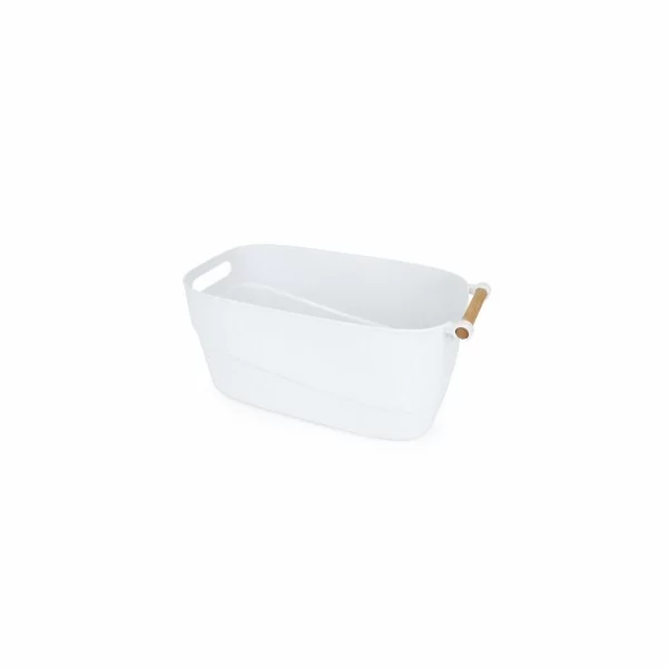 Multi-purpose basket Confortime Plastic White With handles Wood 27 x 14,5 x 12 cm (12 Units)