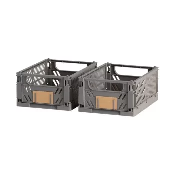Set of Stackable Organising Boxes Dark grey 25 x 16,5 x...