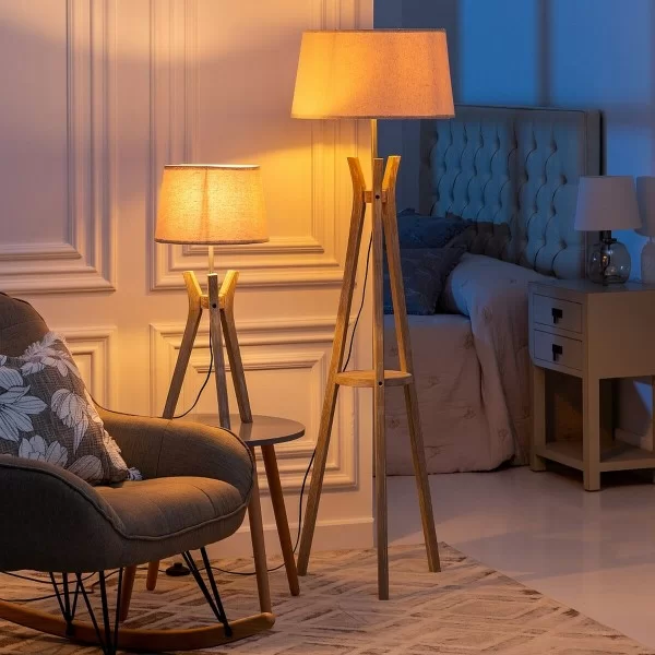 Desk lamp White Linen Wood 60 W 220 V 240 V 220-240 V 30 x 30 x 69 cm