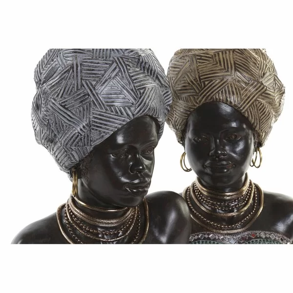 Decorative Figure DKD Home Decor 24 x 18 x 36 cm Silver Golden Colonial African Woman (2 Units)