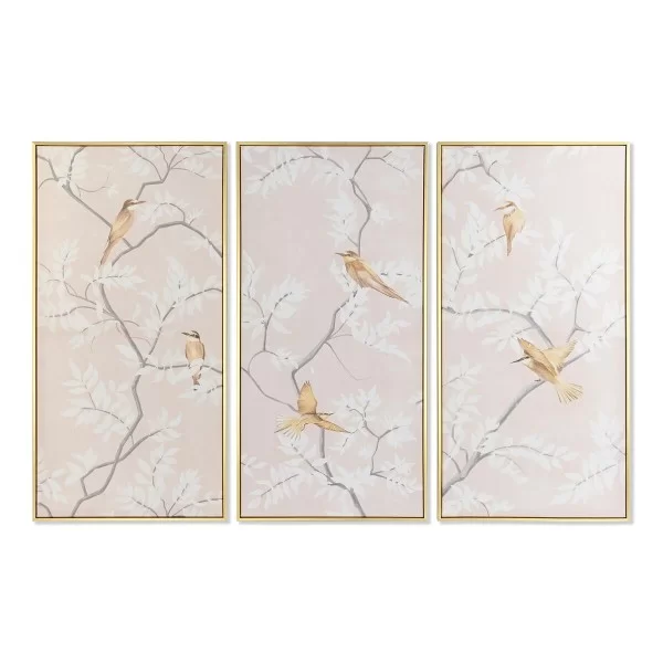 Painting DKD Home Decor 60 x 4 x 120 cm Oriental Birds (3 Pieces)