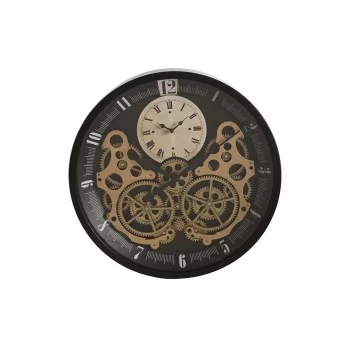 Wall Clock Home ESPRIT Black Golden Metal Crystal Gears...