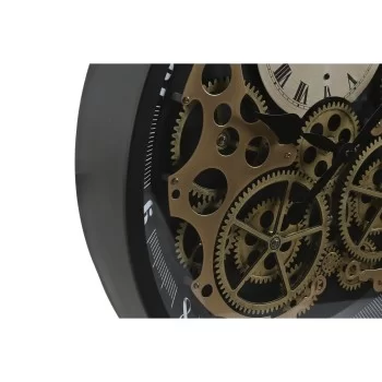Wall Clock Home ESPRIT Black Golden Metal Crystal Gears... 2
