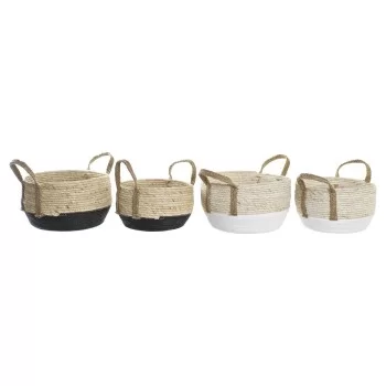 Basket set DKD Home Decor 33 x 33 x 20 cm Natural Fibre...