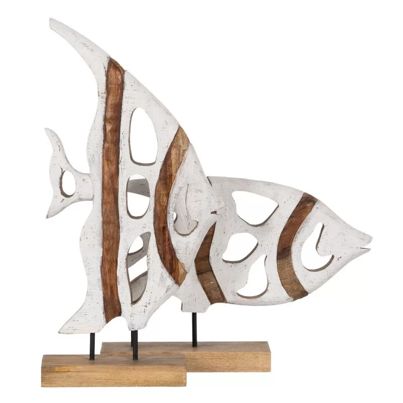 Sculpture Fish White Beige 45,5 x 9 x 32,5 cm