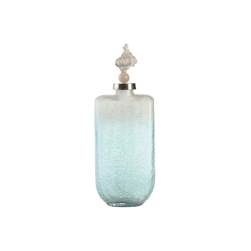 Vase DKD Home Decor Blue Aluminium Crystal Shell Mediterranean 9 x 17 x 43 cm