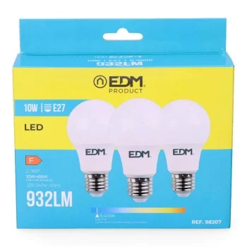 Pack of 3 LED bulbs EDM F 10 W E27 810 Lm Ø 6 x 10,8 cm... 2