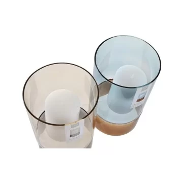 Candleholder DKD Home Decor Crystal Bicoloured Wax 13 x... 2