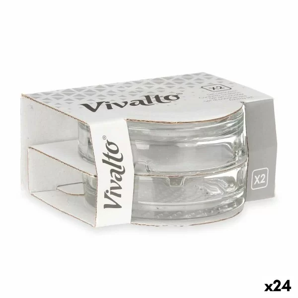 Ashtray Set Transparent Glass (24 Units)