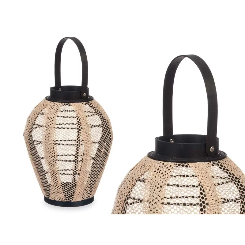Candleholder Lantern With handle Beige Wood...