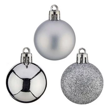 Christmas Baubles Ø 4 cm Silver PVC 12 x 8 x 8 cm 8 x 8 x...