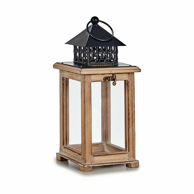 Lantern Brown Black Wood Metal 13 x 29 x 13 cm...